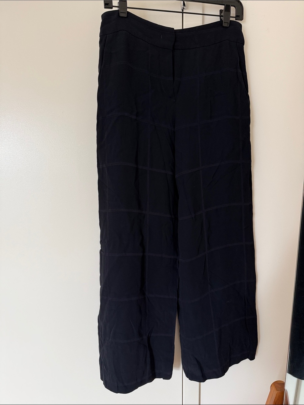 Women’s Emporio Armani Wide-Leg Navy Check Dress Pants